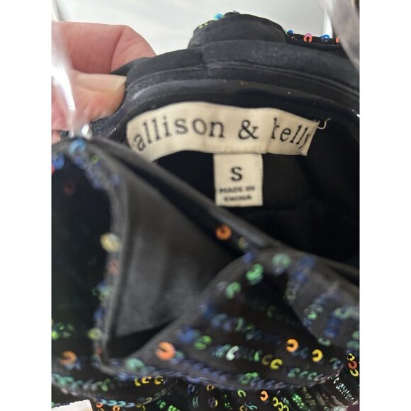 Allison & Kelly Sequin Ruffle Strapless Mini Dress Homecoming Cocktail Y2K Small - Picture 2 of 5